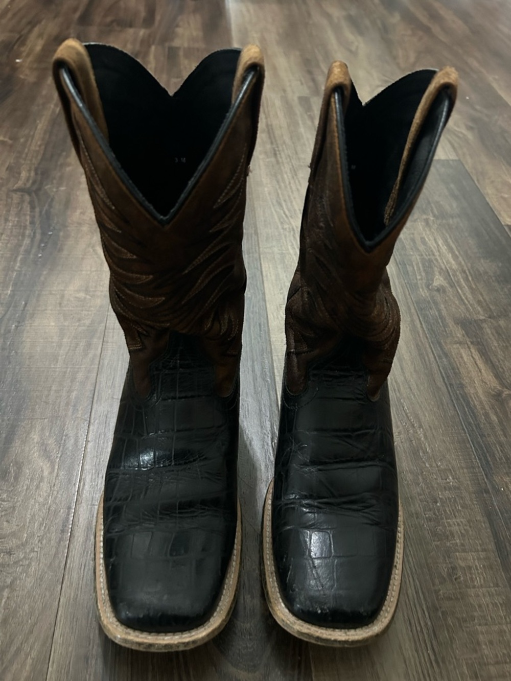 Ariat Mens Size 3M FIRECATCHER Square Toe Western Cowboy Boots Gator Brown